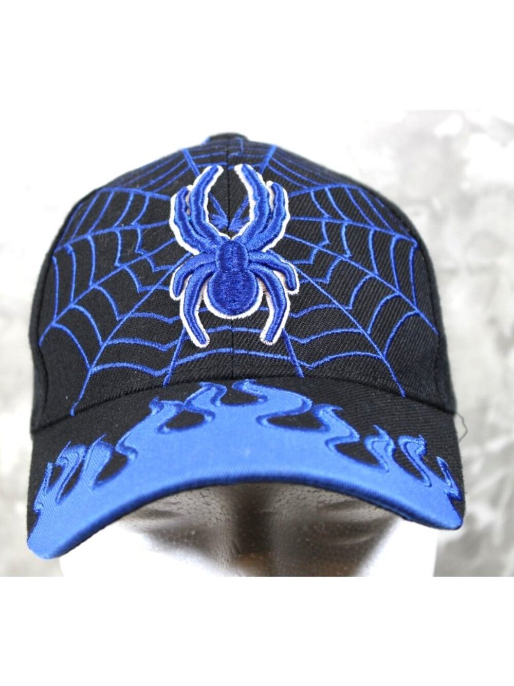 Spiderman‎ Baseball Cap Blue And Black, Flames And Web Youth USA Headwear